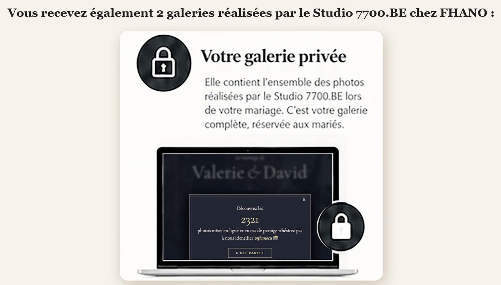 Galerie privée en ligne des mariés
